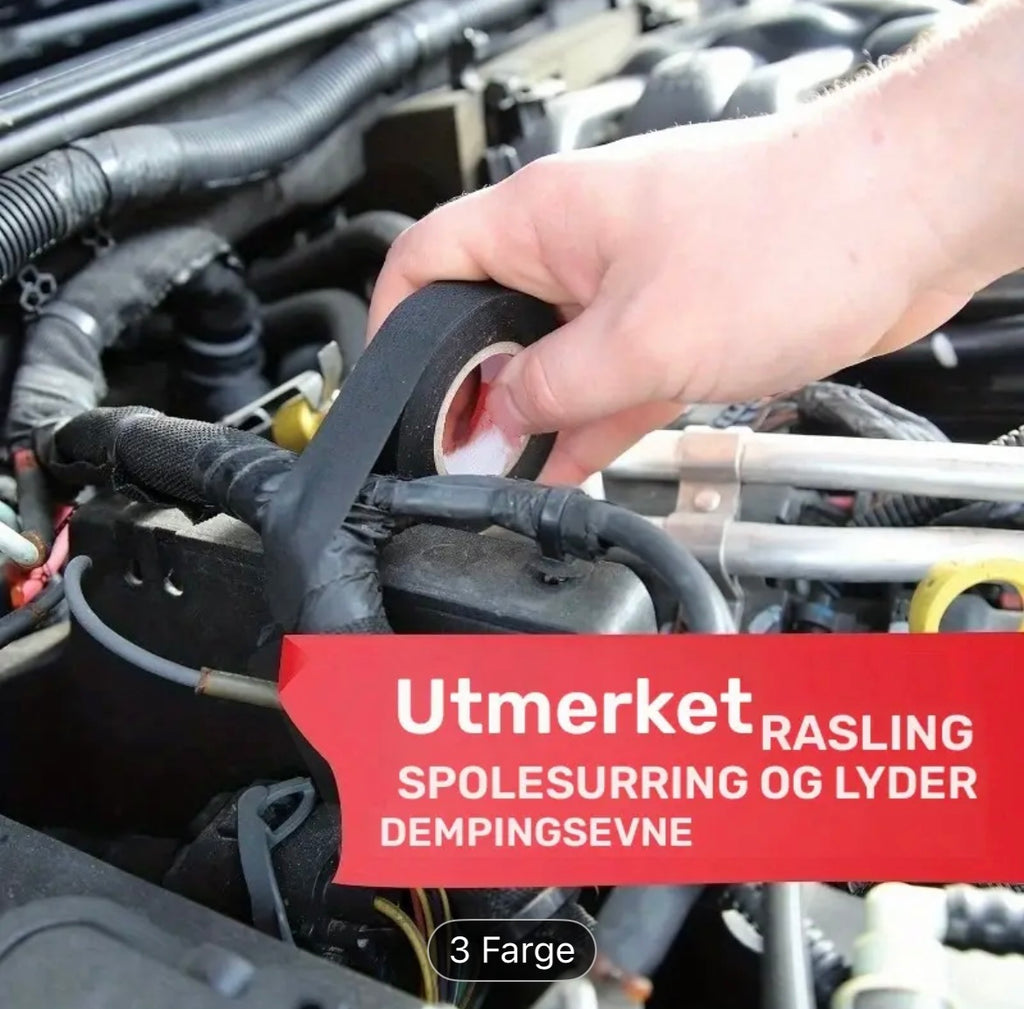 10 Ruller Kabelteip – 19mm x 10m Svart Stoffteip for Bil og Elektriske Ledninger