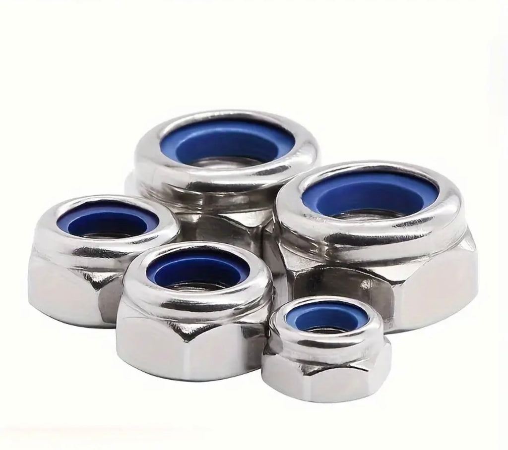 220 stk Rustfrie Låsemuttere – M3 til M12 med Nyloninnlegg